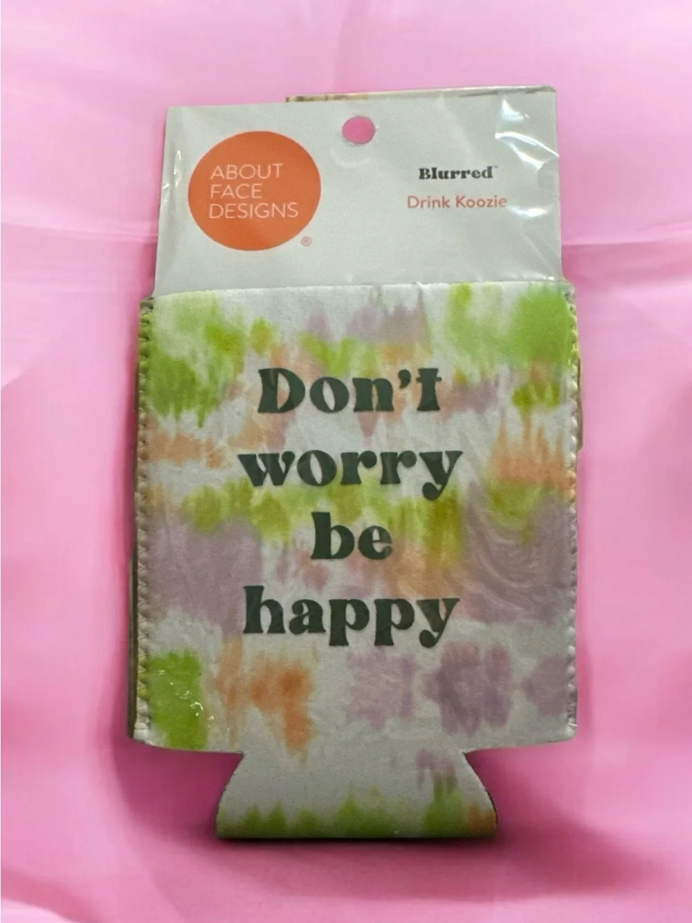 About Face Designs 'Don't Worry Be Happy' Tie-Dye Drink Koozie 1837